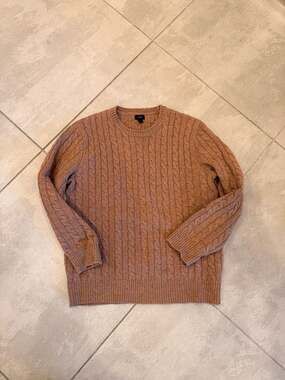 J.Crew 100% Lambswool Cable-Knit Crewneck Sweater, Size L